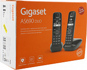 Р/телефон Gigaset AS690 DUO <Black> (2 трубки с ЖК диспл., База) стандарт-DECT
