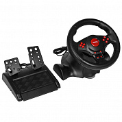 Игровой руль GW-230VR Dialog Fast Drive - вибро, 2педали+рычаг, PC USB/PS4&3/XB1&360/Android/Switch