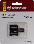 Transcend <TS128GUSDU1> microSDXC 128Gb UHS-I Class10 + microSD-->SD Adapter