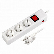 SBSP-3-30-W Сетевой фильтр 16А, 3500 Вт, 3 гнезда, без з/ш, с з/к, ПВС 3x1.0, 3 м, белый (SBSP-3-30-W)