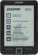 Digma R634 Black (6", mono,подсветка, 800x600,4Gb,FB2/PDF/DJVU/RTF/CHM/EPUB/DOC/JPG/BMP, microSDHC, USB2.0)