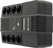 UPS 800VA ЕРМAК <220-220.0.8-32-BH> защита телефонной линии/RJ45,USB,+USB для зарядки мобильных устройств