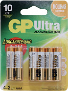 GP Ultra 24AU4/2-CR6 (LR03) Size AAA, 1.5V, щелочной (alkaline) <уп.6 шт>