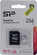 Silicon Power <SP256GBSTXDA2V20SP> microSDXC Memory Card 256Gb UHS-I U3 V30 A2 + microSD-->SD Adapter