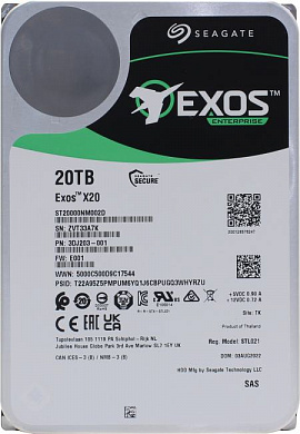 HDD 20 Tb SAS 12Gb/s Seagate Exos X20 <ST20000NM002D> 3.5" 7200rpm 256Mb