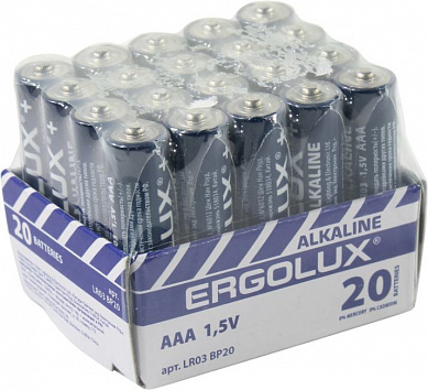 Ergolux <LR03 BP-20> Size AAA, щелочной (alkaline) <уп. 20 шт>