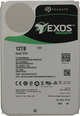 HDD 12 Tb SAS 12Gb/s Seagate Exos X14 <ST12000NM0038> 3.5" 7200rpm 256Mb