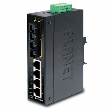 PLANET ISW-621TS15 IP30 Slim Type 4-Port Industrial Ethernet Switch + 2-Port 100Base-FX(15KM) (-40 - 75 C)
