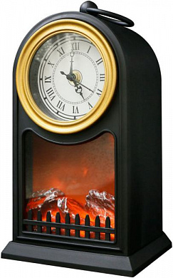 NEON-NIGHT 511-020 Светодиодный камин «Старинные часы» с эфф. живого огня 14,7x11,7x25 см,  бат. 2хС (не в компл.) USB