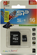 Silicon Power <SP016GBSTH010V10-SP> microSDHC Memory Card 16Gb Class10 + microSD-->SD Adapter