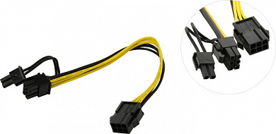 Кабель-переходник питания для видеокарт 6pin female ->6/8pin male, 18 см