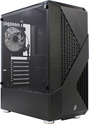 Miditower 1STPLAYER FIREROSE F3-A <F3-A-BK-4F1> Black ATX без БП, с окном