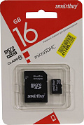 SmartBuy <SB16GBSDCL10-01LE> microSDHC 16Gb Class10 + microSD-->SD Adapter
