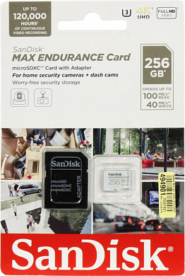 SanDisk Max Endurance <SDSQQVR-256G-GN6IA> microSDHC Memory Card 256Gb UHS-I U3 V30+ microSD--> SD Adapter