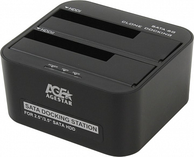 AgeStar <3UBT6(-6G)-Black> SATA Docking Station (для подключения 3.5"/2.5"SATA HDD, USB3.0)