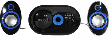 Колонки OKLICK OK-433 Black-Blue (2.1, 15W, Bluetooth5.0, USB, microSD, FM, питание от USB) <1383714>