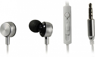 Наушники с микрофоном Ritmix RH-127M Silver (с регулятором громкости, шнур 1.2м)