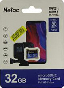 Netac <NT02P500STN-032G-S> microSDHC Memory Card 32Gb UHS-I U1