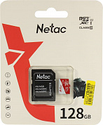 Netac <NT02P500ECO-128G-R> microSDXC Memory Card 128Gb UHS-I U1Class10 + microSD-->SD Adapter