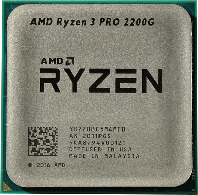CPU AMD Ryzen 3 PRO 2200G      (YD220BC5)   3.7 GHz/4core/4 Мб/65W  Socket AM4