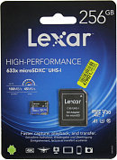 Lexar <LSDMI256BB633A> microSDXC Memory Card 256Gb A1 V30 UHS-IU3 + microSD-->SD Adapter