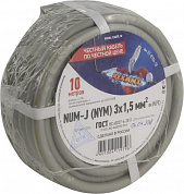 Кабель силовой, NUM-J (NYM) 3x1.5мм2 <бухта 10м> Rexant <01-8704-10>