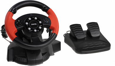 Руль Dialog GW-225VR E-Racer Vibration USB (Рулевое колесо+педали+рычаг перекл. скоростей,13кн., 4 поз.перекл)
