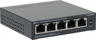 TP-LINK <TL-SG1005P> 5-Port Gigabit Desktop Switch (1UTP 1000Mbps+ 4UTP 1000Mbps PoE)