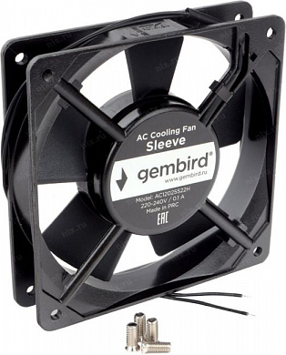 AC12025S22H Вентилятор Gembird, 120x120x25, AC, 220, втулка, 2 pin, провод 30 см