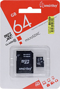 SmartBuy <SB64GBSDCL10-01LE> microSDXC 64Gb Class10 + microSD-->SD Adapter