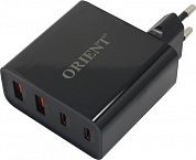 Orient <PU-A100WL> Зарядное устройство USB (Вых.5V/9V/12/15/20V, 100W, 2xUSB, 2xUSB-C, быстрая зарядка)