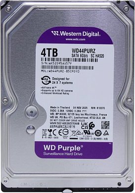 HDD 4 Tb SATA 6Gb/s Western Digital Purple <WD44PURZ> 3.5"