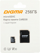 Digma <DGFCA256A03> microSDXC 256Gb UHS-I U3 Class10 V30 + microSD-->SD  Adapter