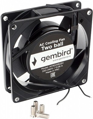 AC9225B22H Вентилятор Gembird, 92x92x25, AC, 220, подшипник, 2 pin, провод 30 см