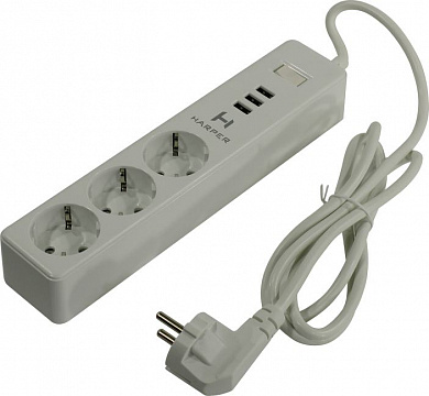 Удлинитель HARPER <UCH-315 White>  <1.5м> (3 розетки + 3 USB)