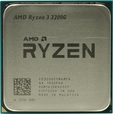 CPU AMD Ryzen 3 3200G BOX (YD3200C5)    3.6 GHz/4core/SVGA RADEON Vega 8/2+4Mb/65W Socket AM4