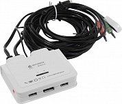 Multico <EW-K1302DPC4K> 2-port Type-C KVM Switch (клав.USB+мышьUSB+DP+Audio, проводной ПДУ, кабели несъемные)