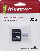 Transcend <TS32GUSD300S-A> microSDHC 32Gb UHS-I U1 Class10 + microSD-->SD Adapter