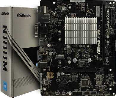 ASRock N100M (Intel N100 CPU onboard) (RTL) PCI-E Dsub+HDMI+DP GbLAN SATA MicroATX 1DDR4