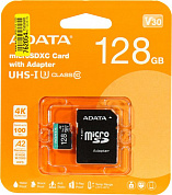 ADATA <AUSDX128GUI3V30SA2-RA1> microSDXC Memory Card 128Gb V30 UHS-I U3 A2 Class10+microSD-->SD Ad.
