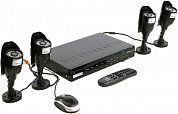 KGUARD <NS801-4CW214H-w/oHDD> (DVR 8 Video In, 200FPS,LAN,USB2.0,RS-485 + 4 cam мет,защ F=3.6,24LED)