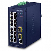 PLANET IGS-4215-16T2S  IGS-4215-16T2S IP30 Industrial L2/L4 16-Port 10/100/1000T + 2-Port 100/1000X SFP Managed Switch