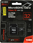 Qumo <QM32GMICSDHC10U3> microSDHC 32Gb Class10 UHS-I U1 + microSD-->SD Adapter