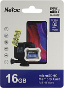 Netac <NT02P500STN-016G-S> microSDHC Memory Card 16Gb UHS-I U1 Class 10