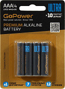 GoPower 00-00026396 (LR03) Size"AAA", 1.5V, щелочной (alkaline)<уп. 4 шт>