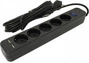 Сетевой фильтр SVEN SF-05LU Black <5м> (5 розеток + 2 USB)