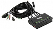 Multico <EW-K13022DP4K>2-port Dual Monitor USB KVM Switch (клавUSB+мышьUSB+2xDP+Audio,проводнойПДУ,кабели несъемн)