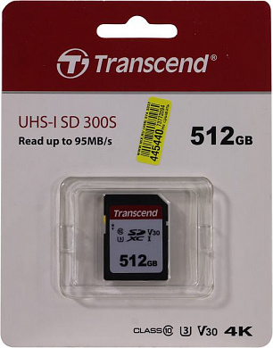 Transcend <TS512GSDC300S> SDXC Memory Card 512Gb UHS-I U3 V30