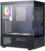 Miditower 1STPLAYER MIKU Mi7-A <Mi7-A-BK-2FC7R-1FC7> Black ATX без БП