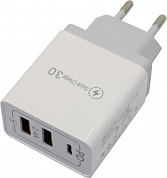 KS-is <KS-380> Зарядное устройство USB (Вых. DC5V/9V/12V, 27W, 2xUSB, USB-C, быстрая зарядка)